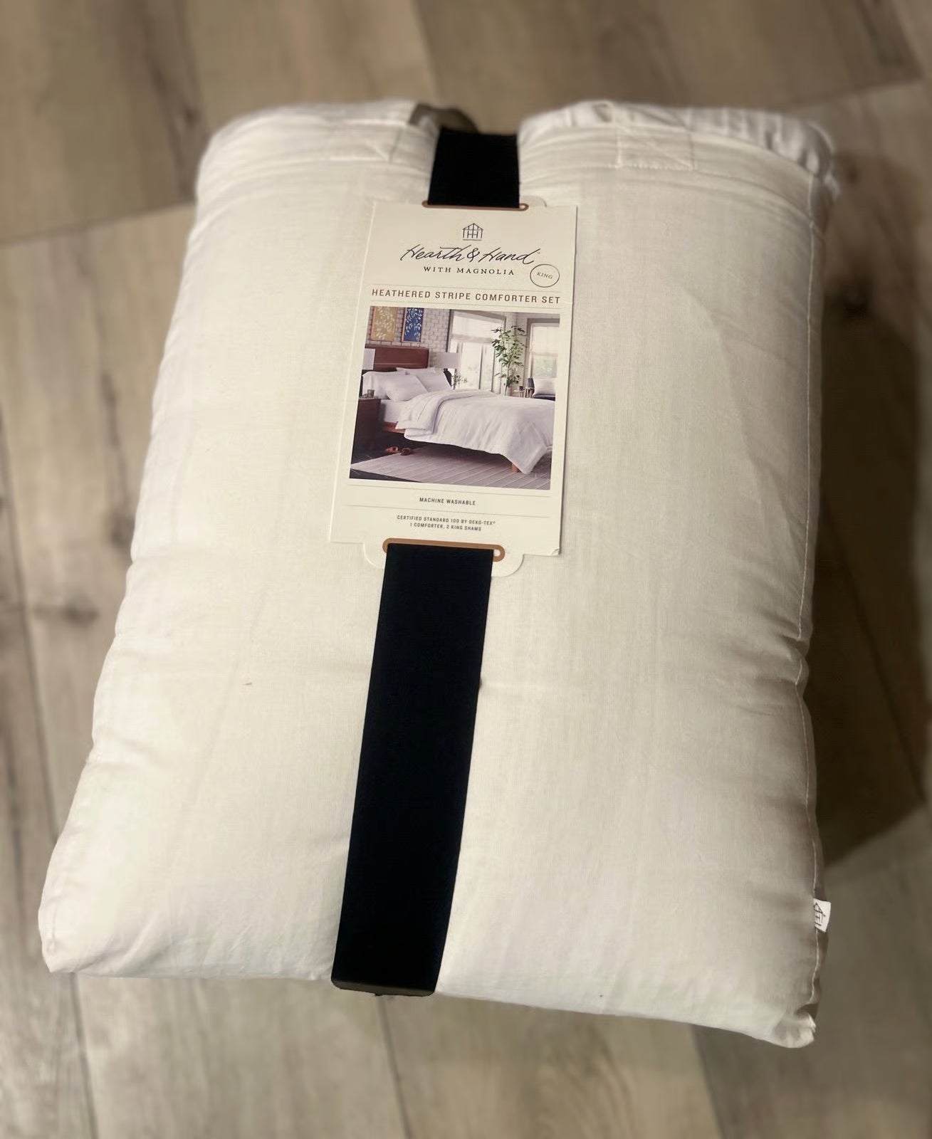 KING Heather Stripe Comforter Set Twilight Taupe 3-Piece