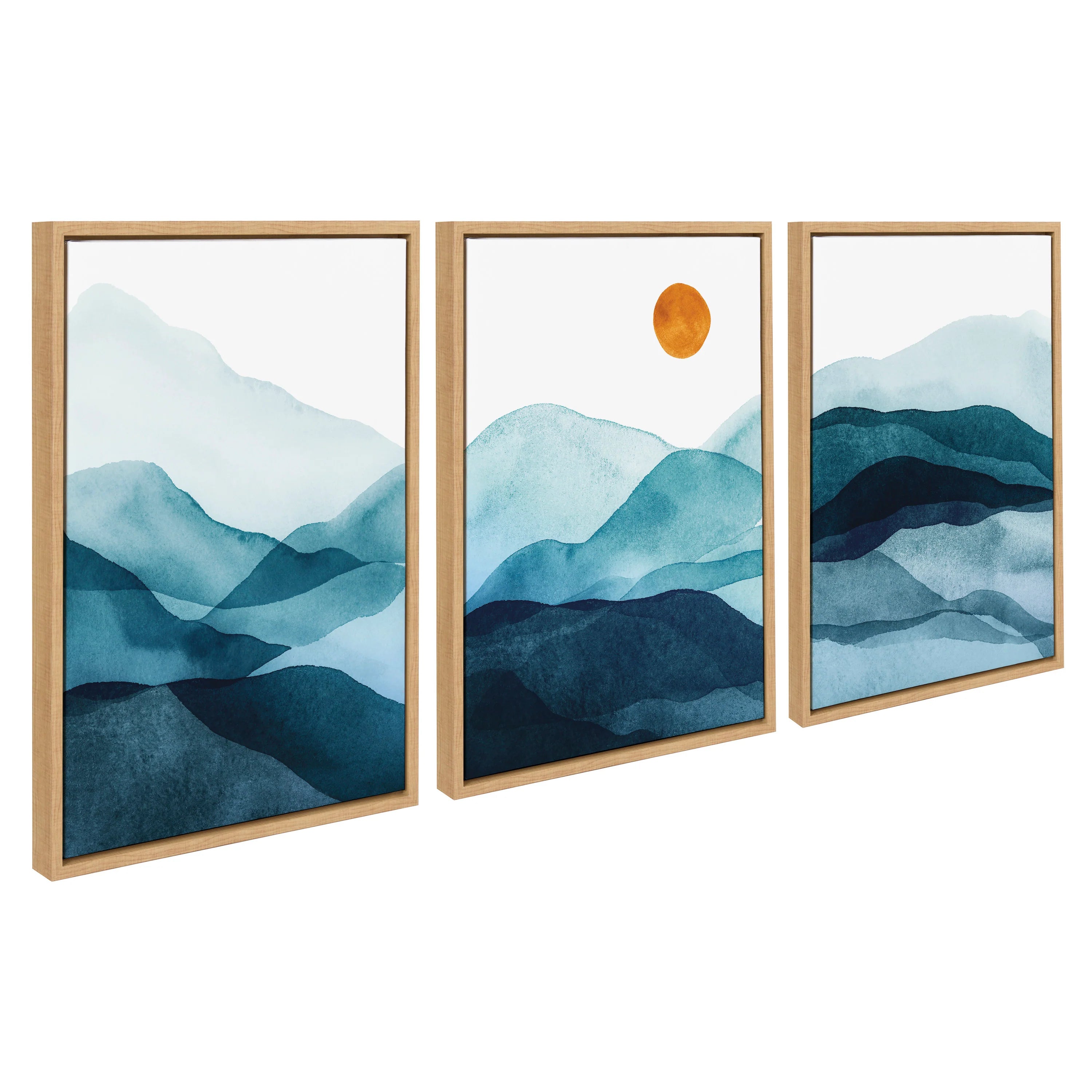 Sylvie Blue Mountain Range Framed Canvas Set