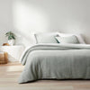 Full/Queen Textured Chambray Cotton Comforter & Sham Set Dark Teal Blue