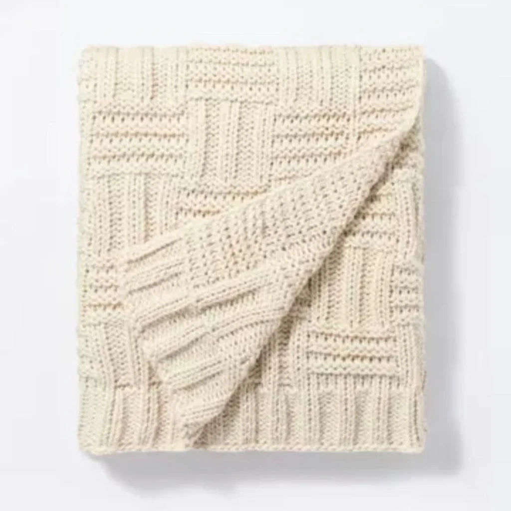 Studio Mcgee Basket weave Throw Blanket Cream