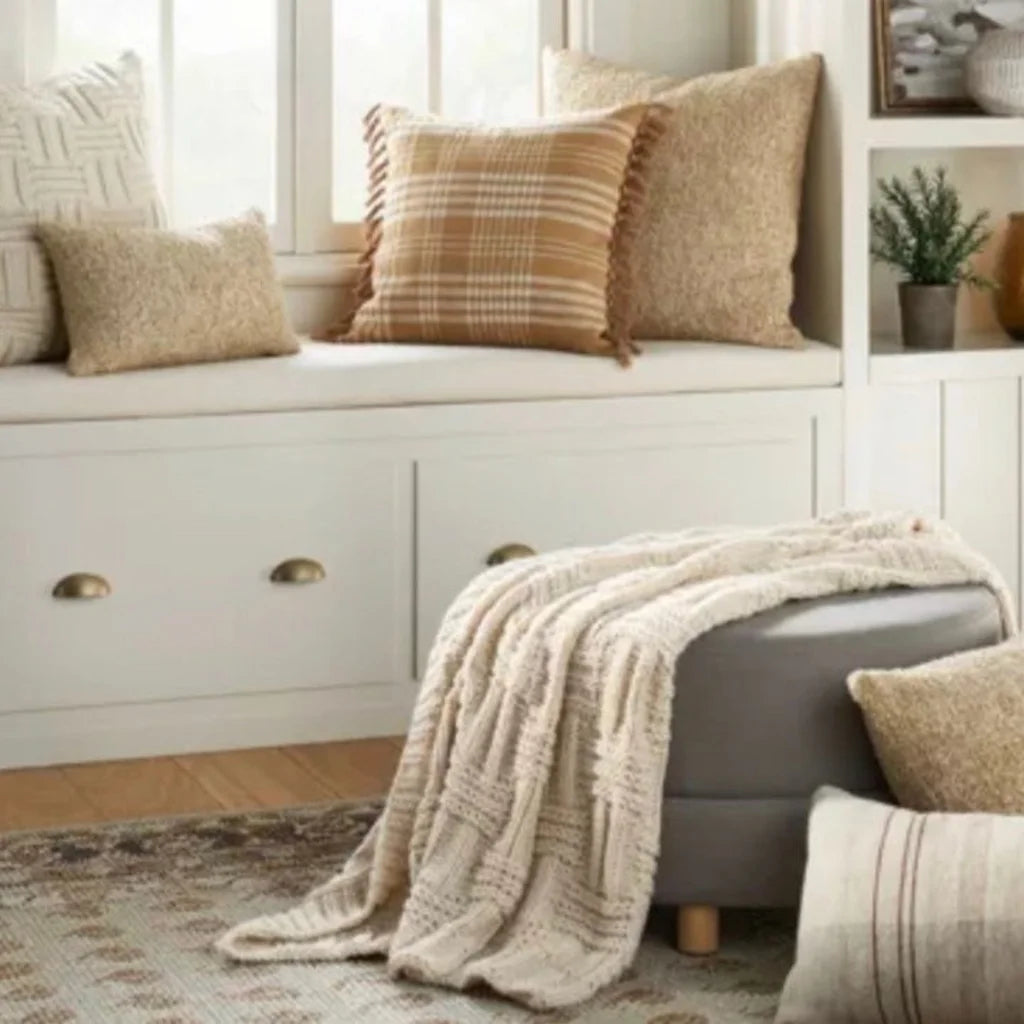 Studio Mcgee Basket weave Throw Blanket Cream