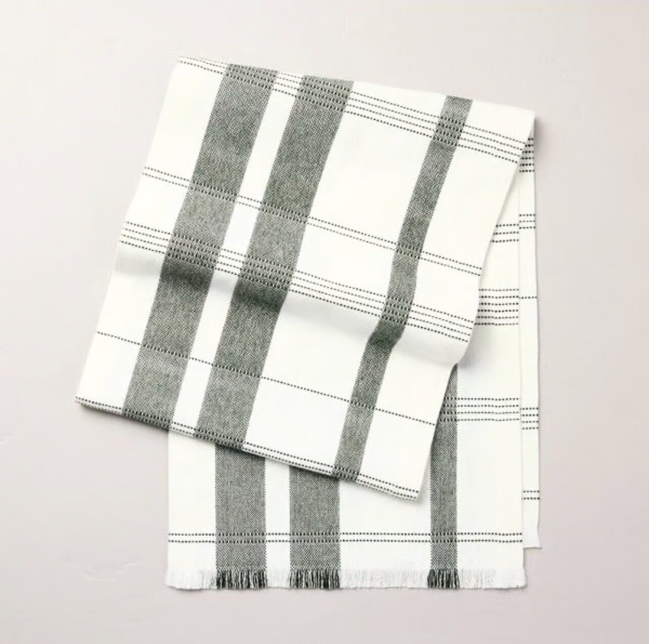 Hearth & Hand Magnolia 14” x 72” Winter Plaid Cotton Table Runner -Green - SHOWROOM ITEM 