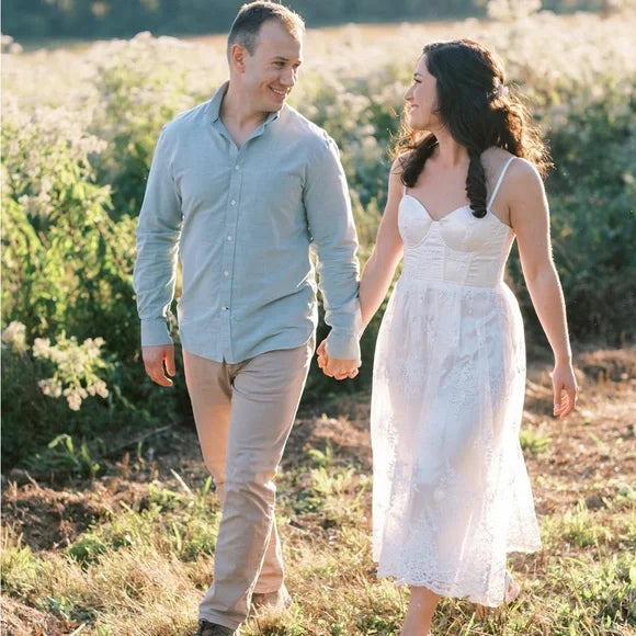 White Bustier Lace Midi Dress