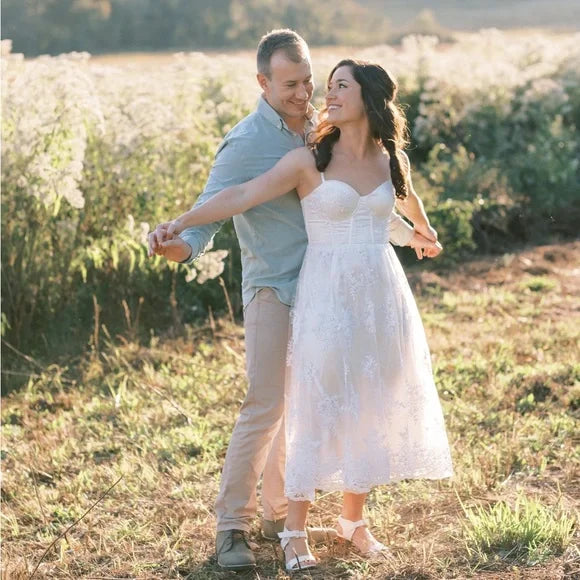 White Bustier Lace Midi Dress