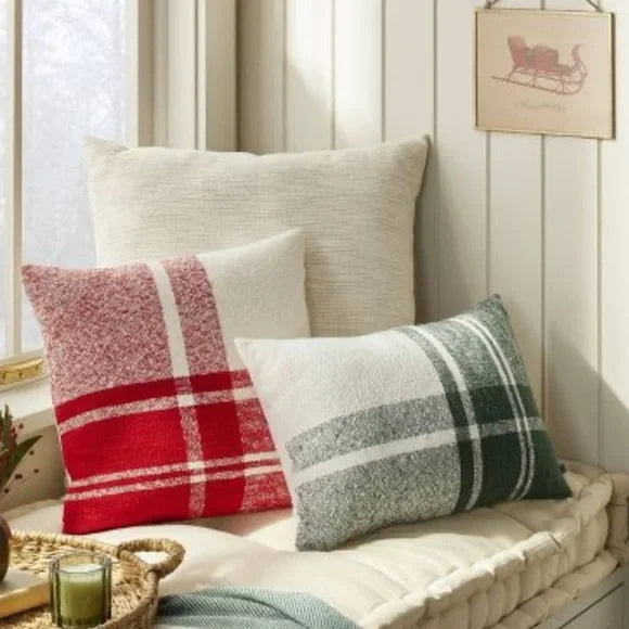 Hearth & Hand Magnolia Red Plaid Square Throw Pillow