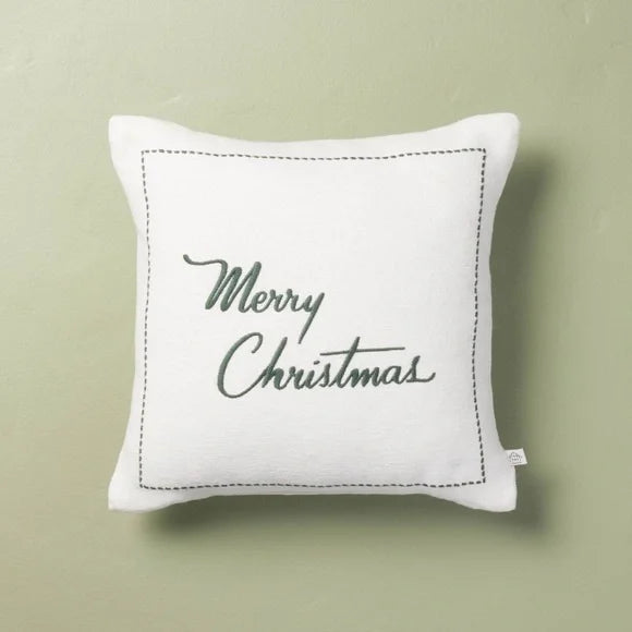 Embroidered Merry Christmas Throw Pillow