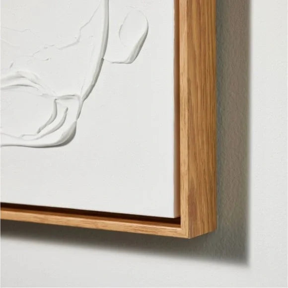 Flow Framed Embellished Canvas Light Wood White