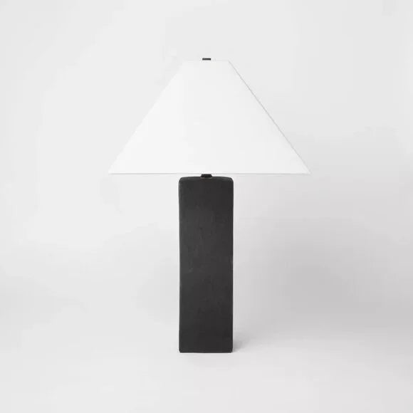 Square Table Lamp with Tapered Shade Black