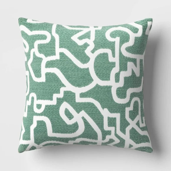 Geometric Pattern Chunky Woven Jacquard Square Throw Pillow