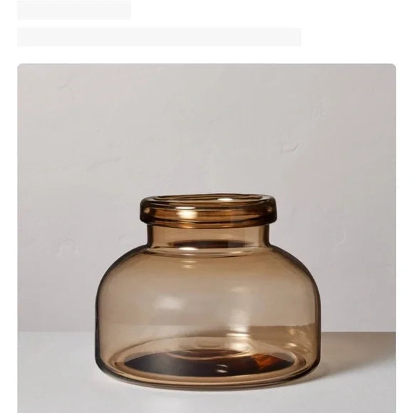 7" Brown Glass Decorative Wide Jug Vase SHOWROOM ITEM