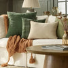Textured Grid Square Throw Pillow Dark Green