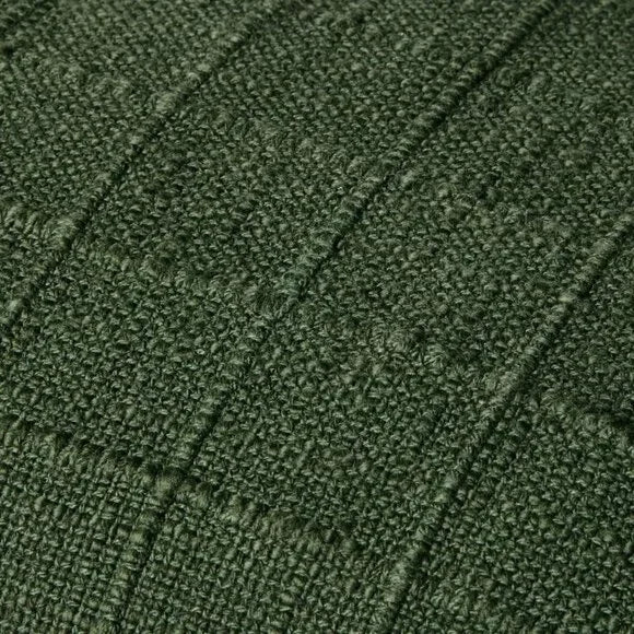 Textured Grid Square Throw Pillow Dark Green