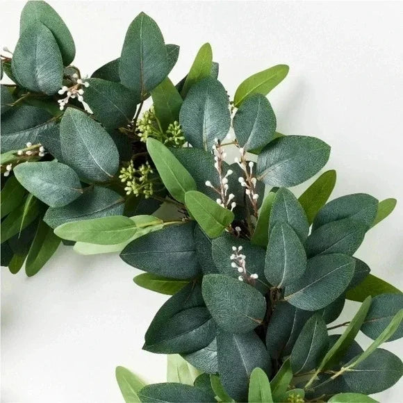 Eucalyptus Wreath with Ribbon Green - Set of 2