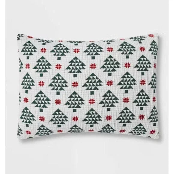 3pc Queen Holiday Matelasse Quilt and Sham Set Green Tree