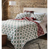 3pc Queen Holiday Matelasse Quilt and Sham Set Green Tree