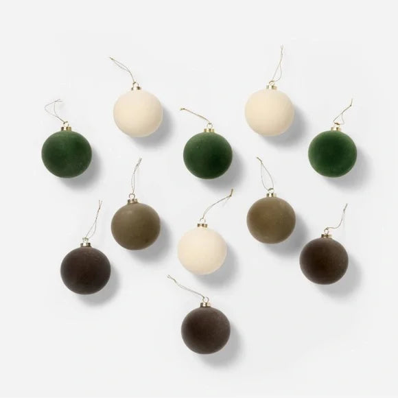 Velvet Decorative Ornaments, Set of 11