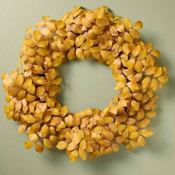 Faux Golden Ash Leaf Fall Wreath - Set of 2