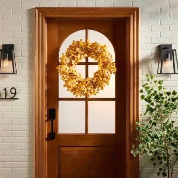 Faux Golden Ash Leaf Fall Wreath - Set of 2