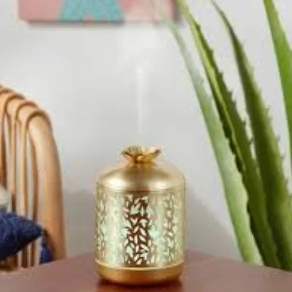Gold Metal Floral Cutout Ultrasonic Diffuser