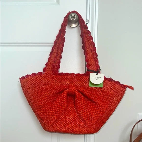 Kate Spade Red Woven Tote Bag - SHOWROOM ITEM