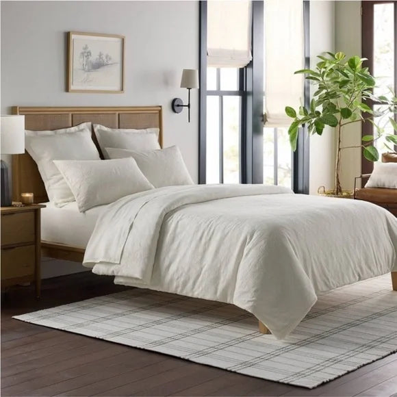 3pc Full/Queen Trellis Pattern Comforter Bedding Set Cream