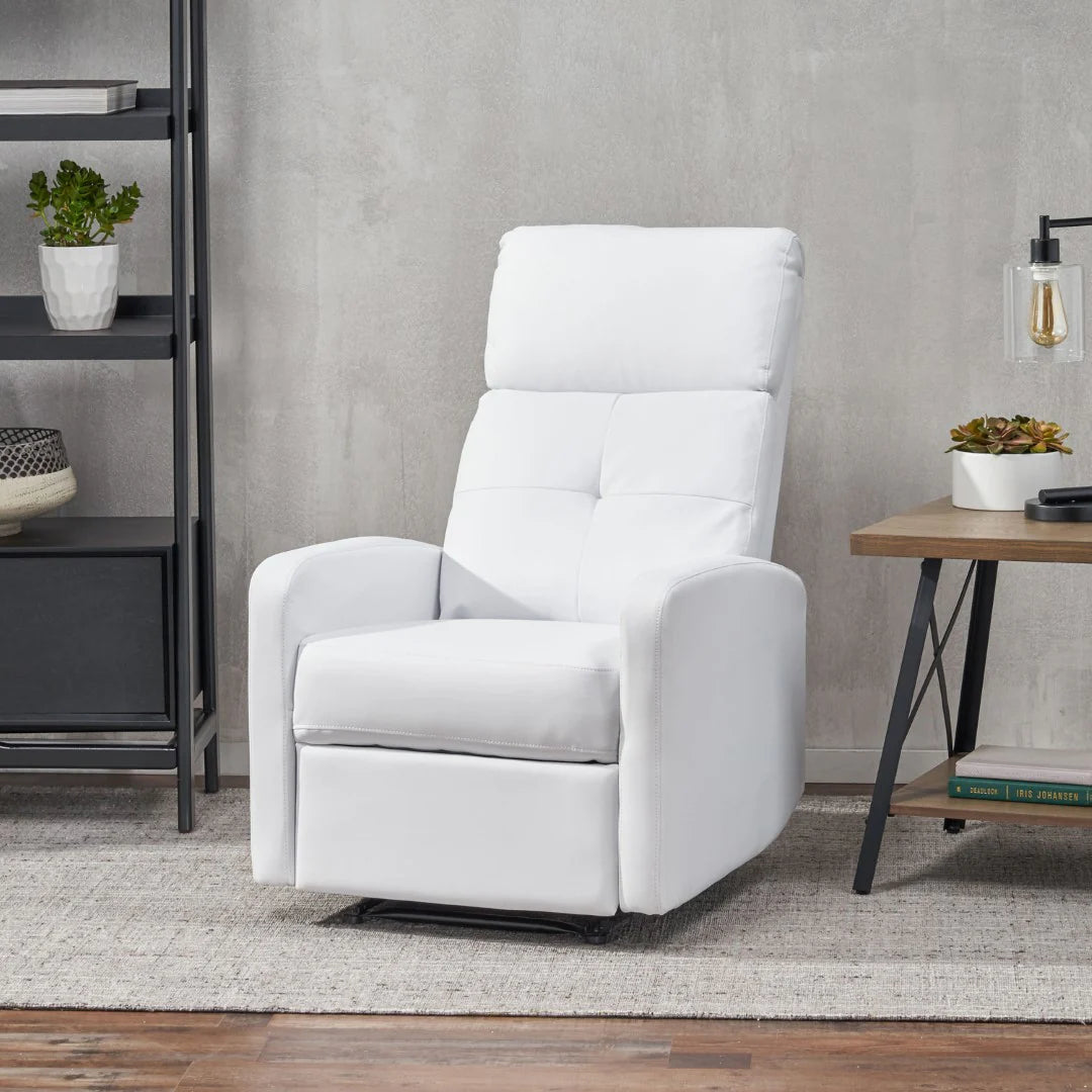 Contemporary White Push-Back Recliner Set | Upholstered, Generously Padded | Easy Assembly