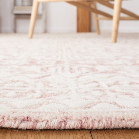 2'3" x 8', Dark Pink & Ivory, Handmade Wool Area Rug
