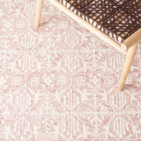 2'3" x 8', Dark Pink & Ivory, Handmade Wool Area Rug