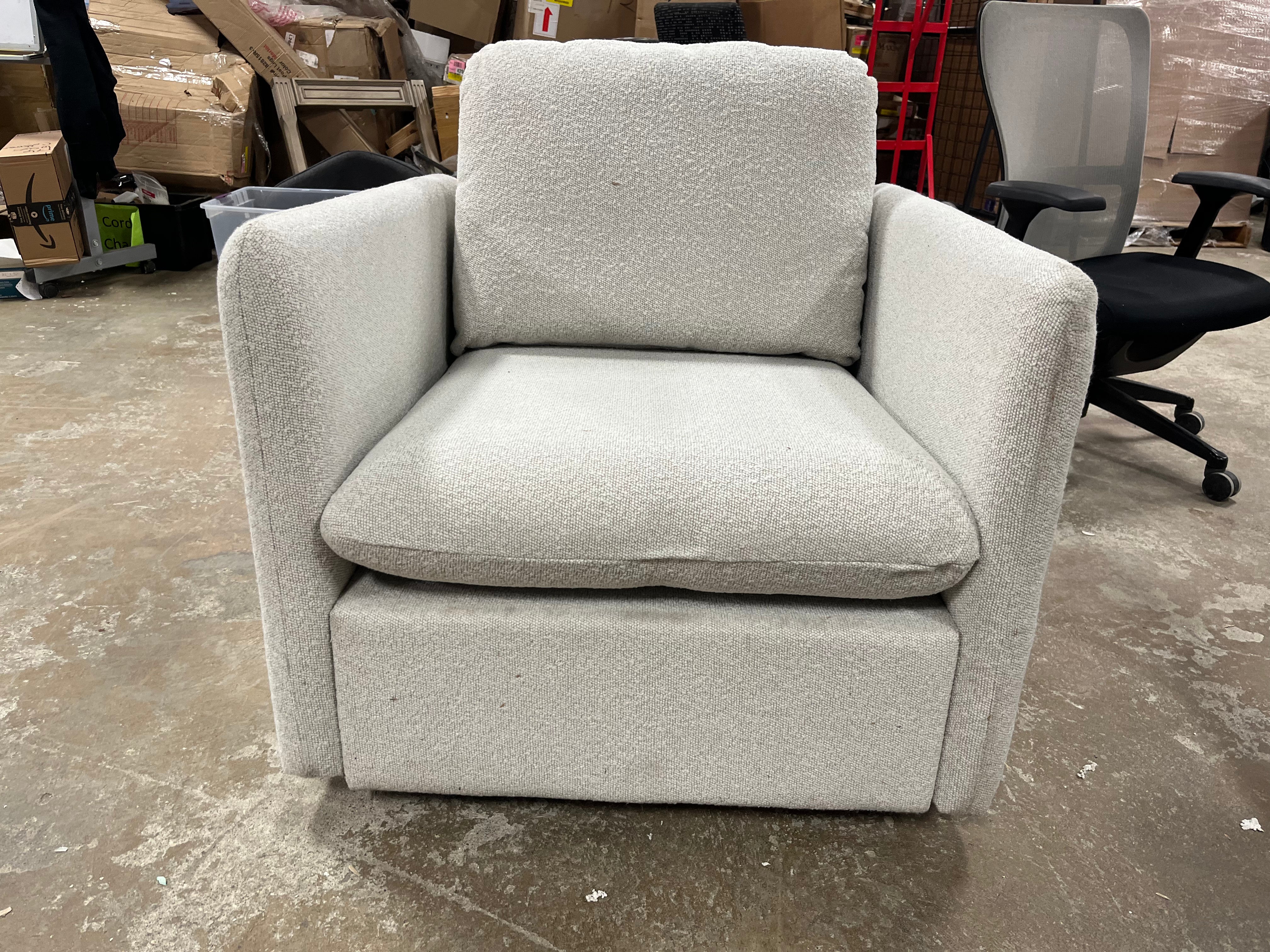 Boucle Upholstered Swivel Arm Chair