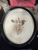 (Set of 4) Round Wood Framed Bird Wall Art Set Black and Ivory