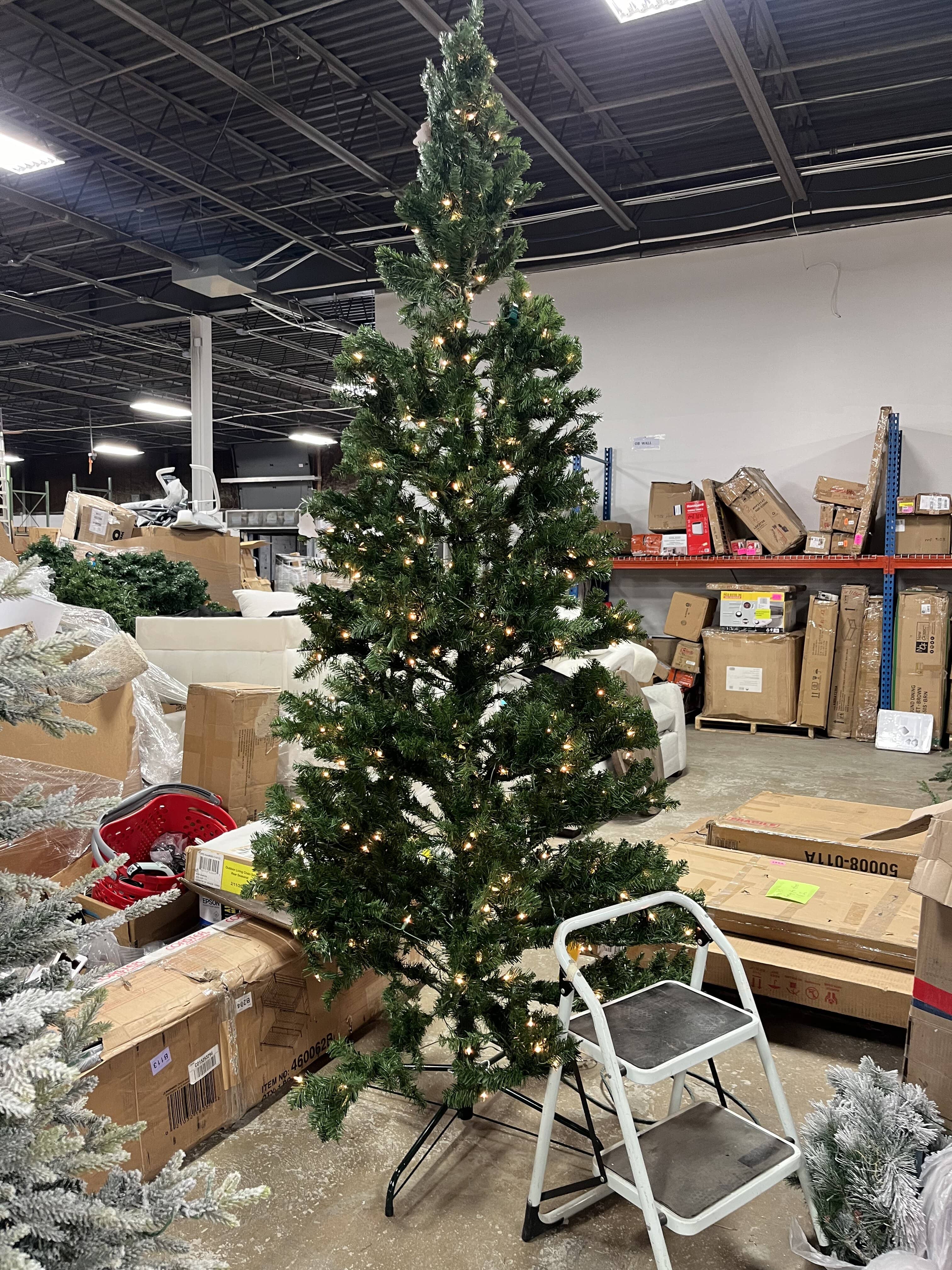 Pre-lit Full Alberta Spruce Artificial Christmas Tree White LED Lights