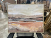 (Set of 2) Faded Landscape Framed Wall Canvases Natural Polystyrene Frame, Blockprint Art