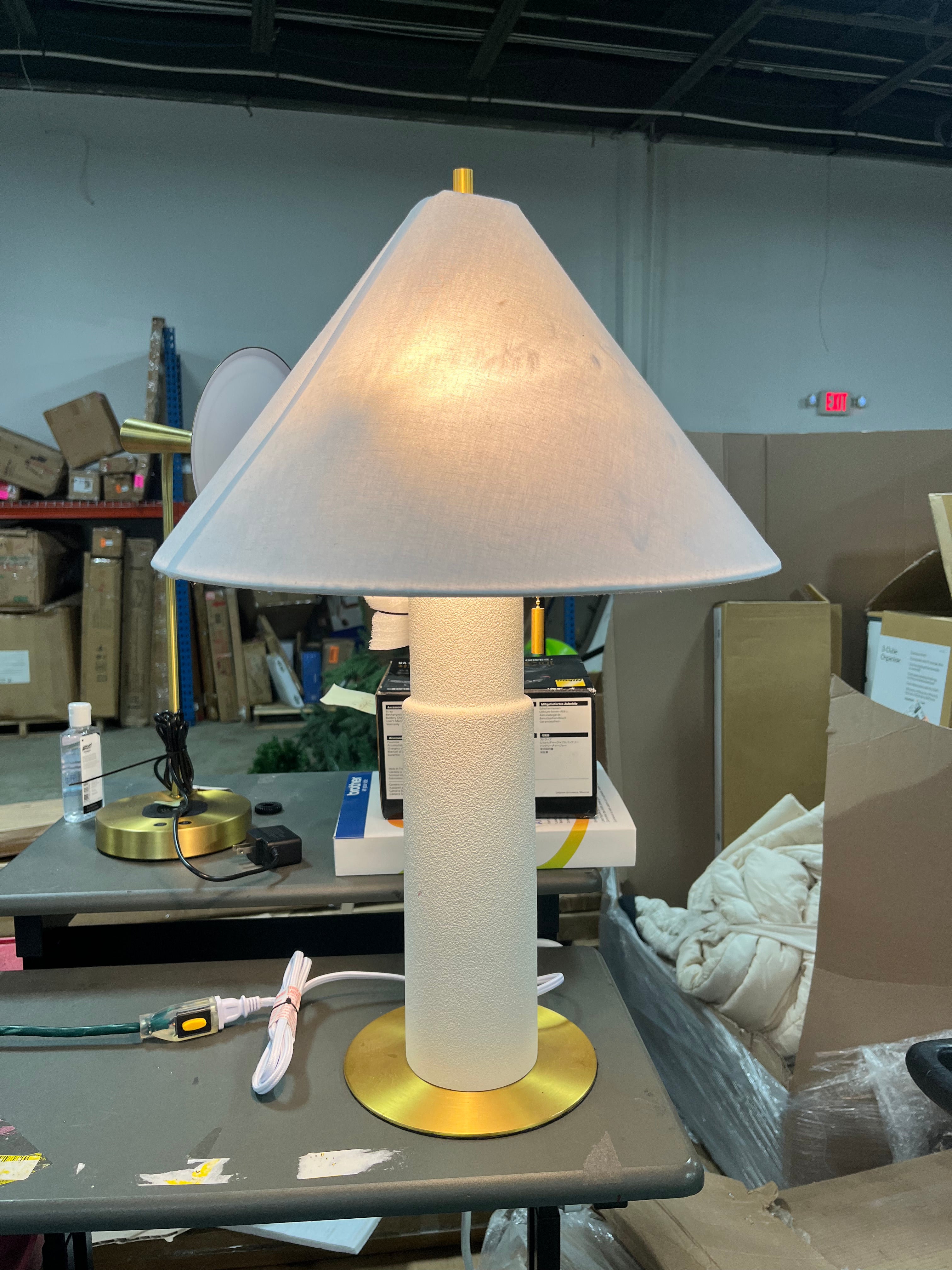 Ceramic Table Lamp with Tapered Shade White