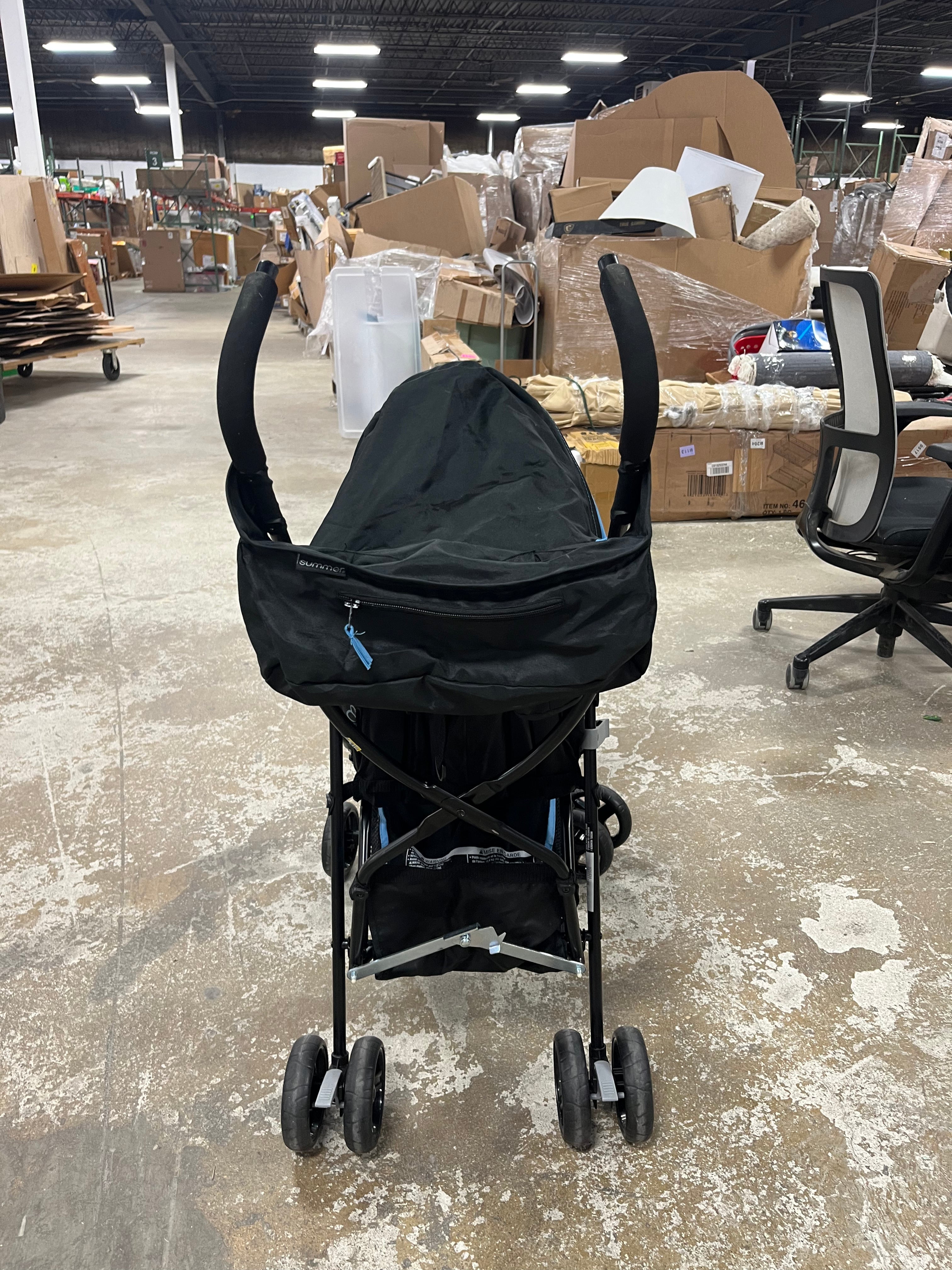 3D Mini Convenience Stroller – Lightweight Stroller with Compact Fold, Multi-Position Recline, Canopy with Pop Out Sun Visor – Umbrella Stroller, Blue/Black
