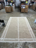 Border Plaid Handmade Jute Woven Area Rug Natural/Cream