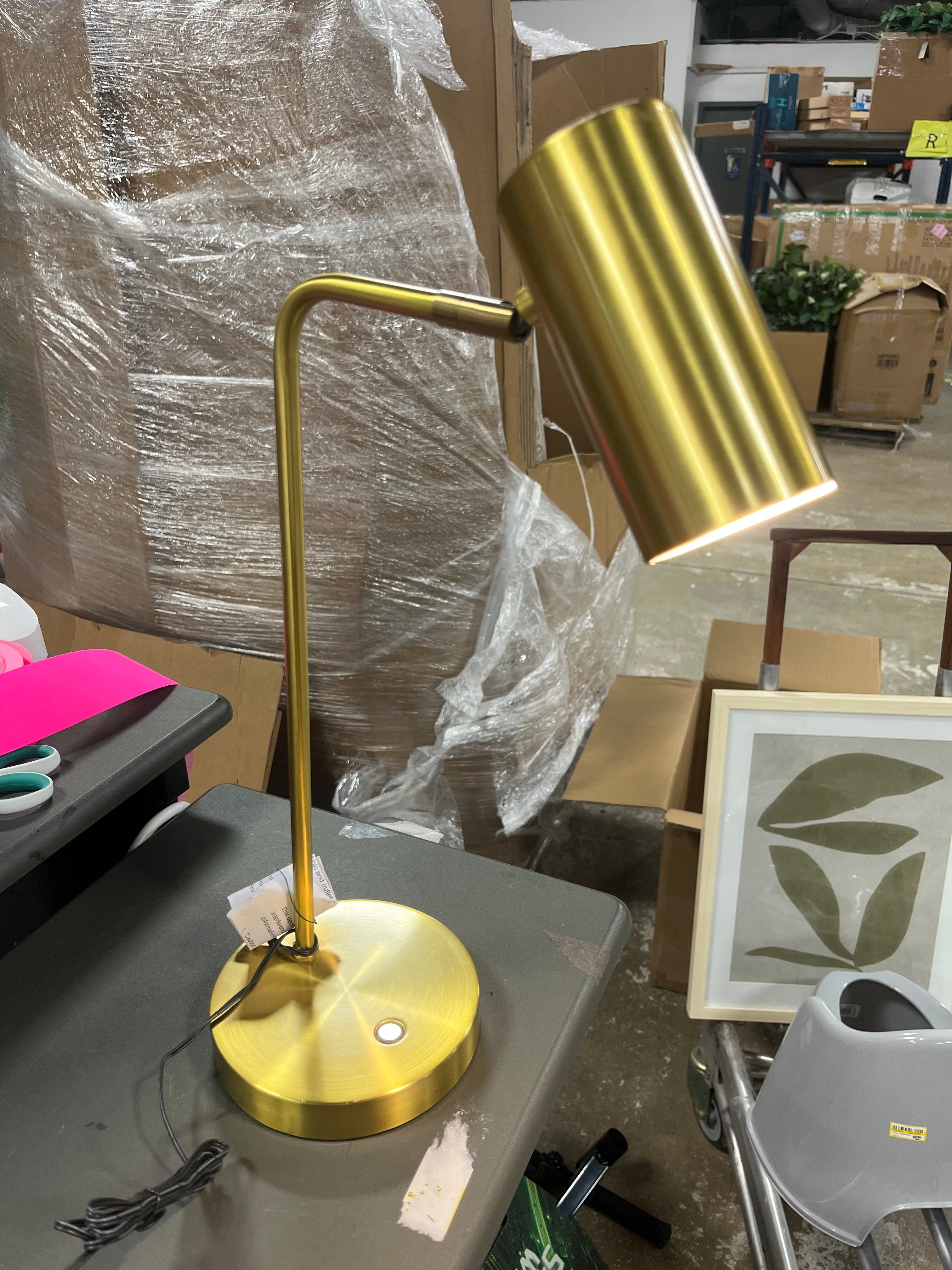 Brushed Brass Swivel Adjustable Eyeball LED Desk Lamp