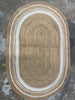 Geometric Collection Oval Area Rug - Beige and White Natural, Handmade Flat Weave Jute, Ideal for High Traffic Areas