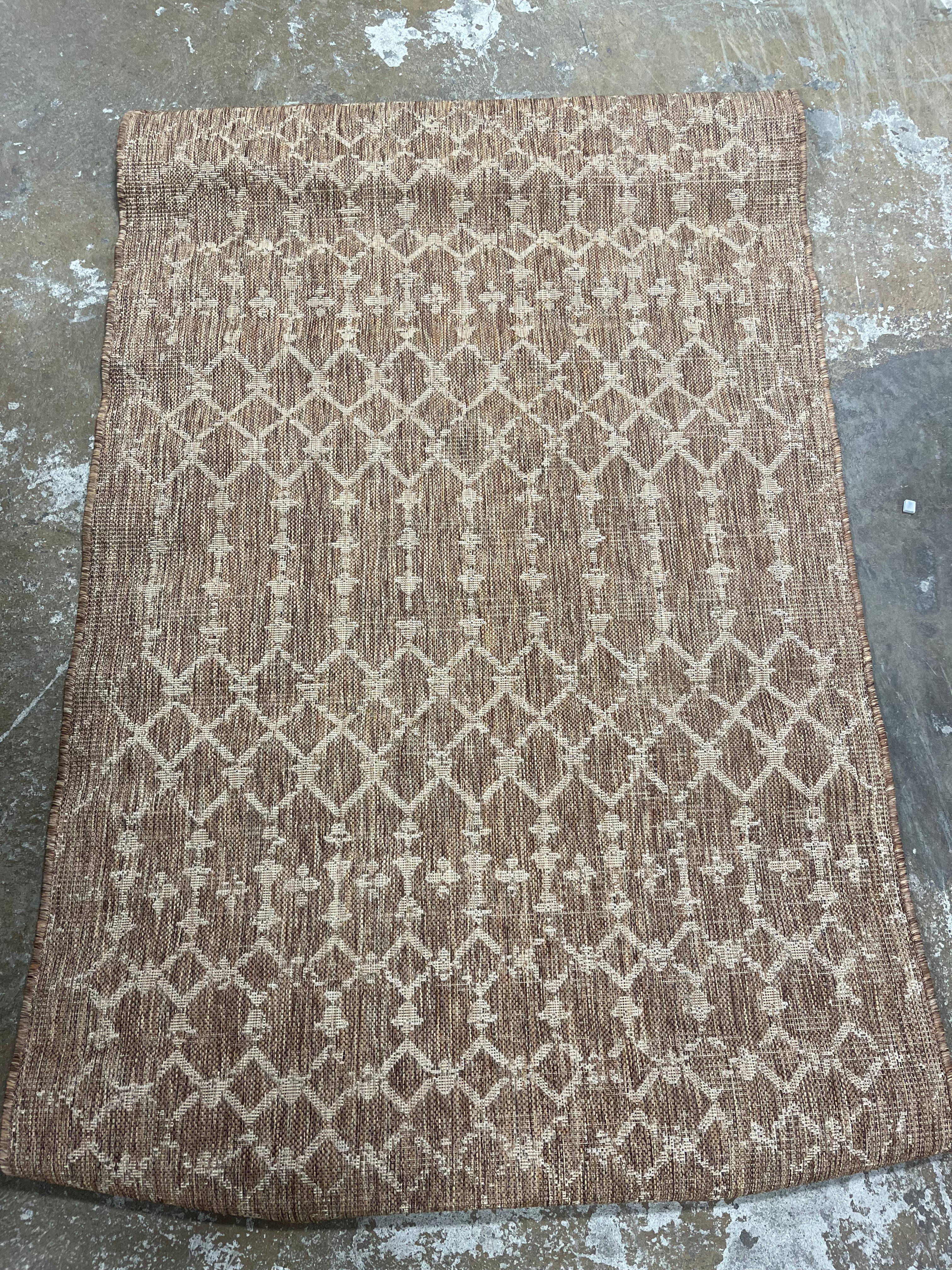 Grayson Beige Moroccan Trellis Indoor/Outdoor Patio Area Rug