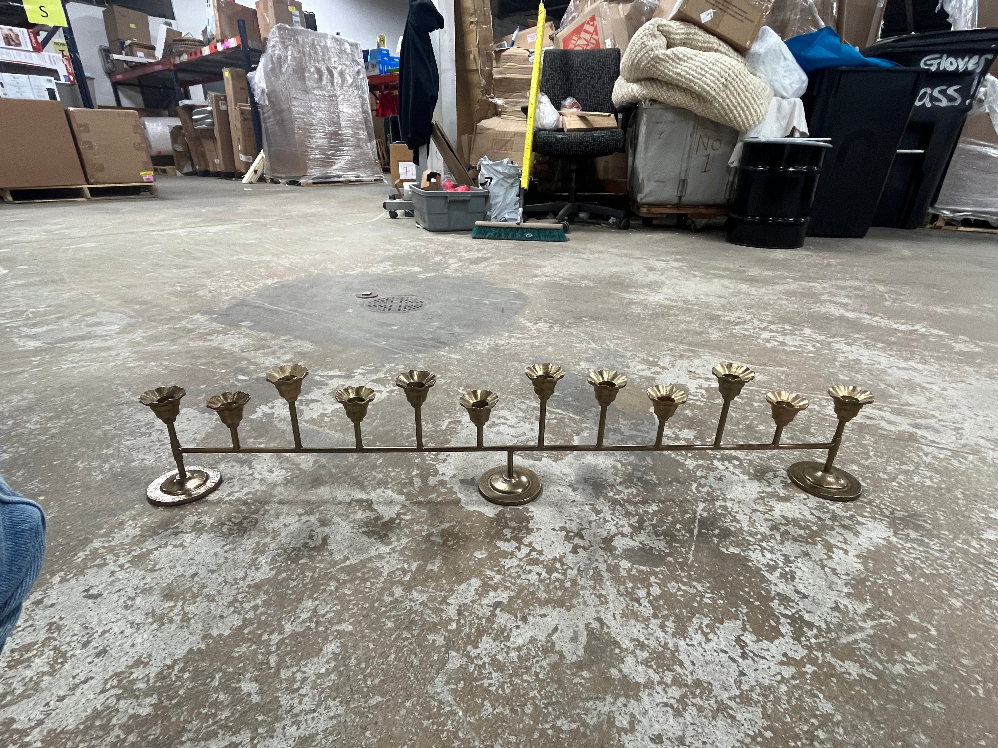 12ct Oversized Metal Taper Candelabra Antique Brass - Aluminum & Iron, Farmhouse Style, Indented Base