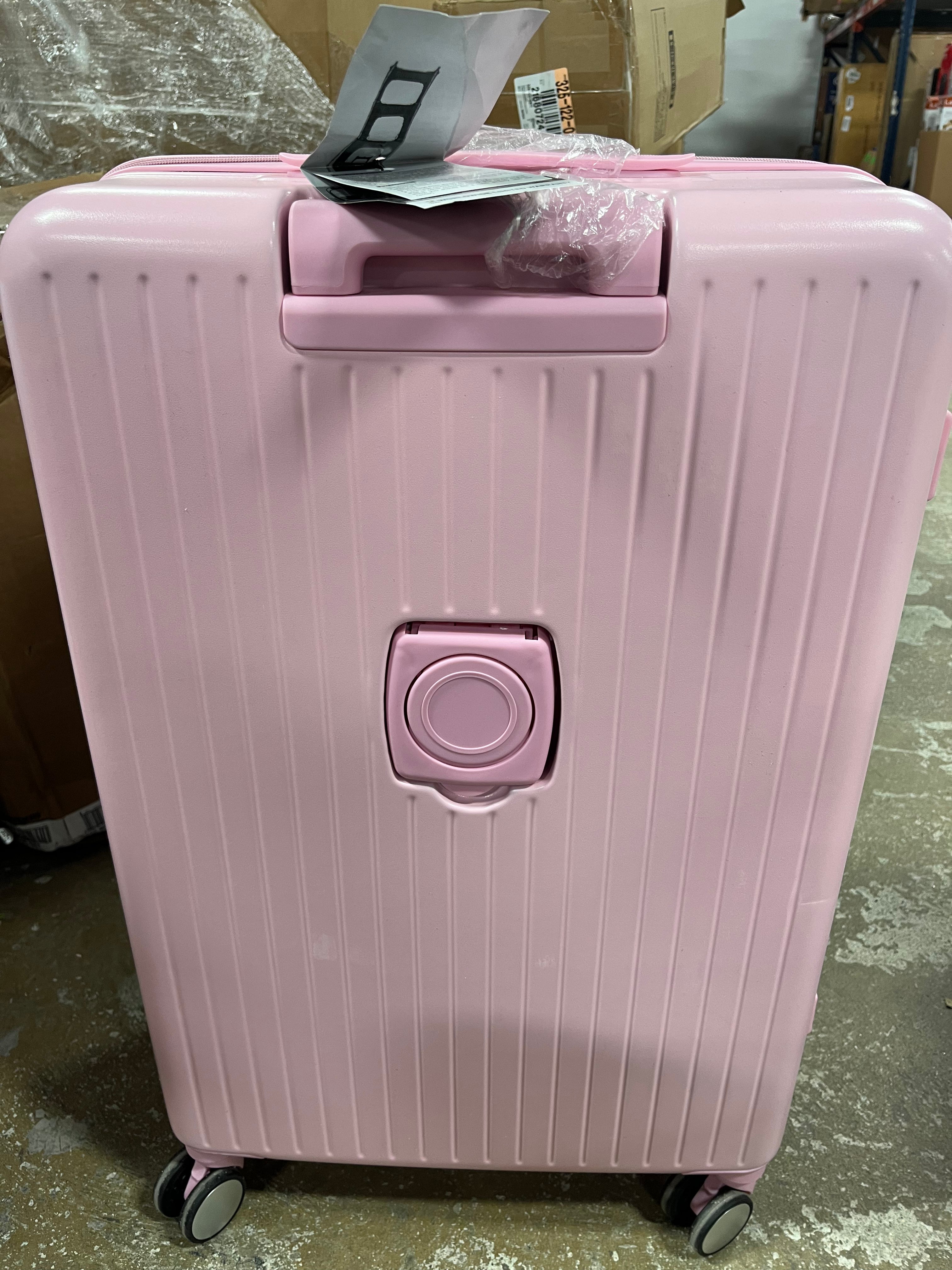 ABS Hard Shell Luggage Sets, Front Opening Suitcase with USB Port, Cup Holder and Spinner Wheels 4W