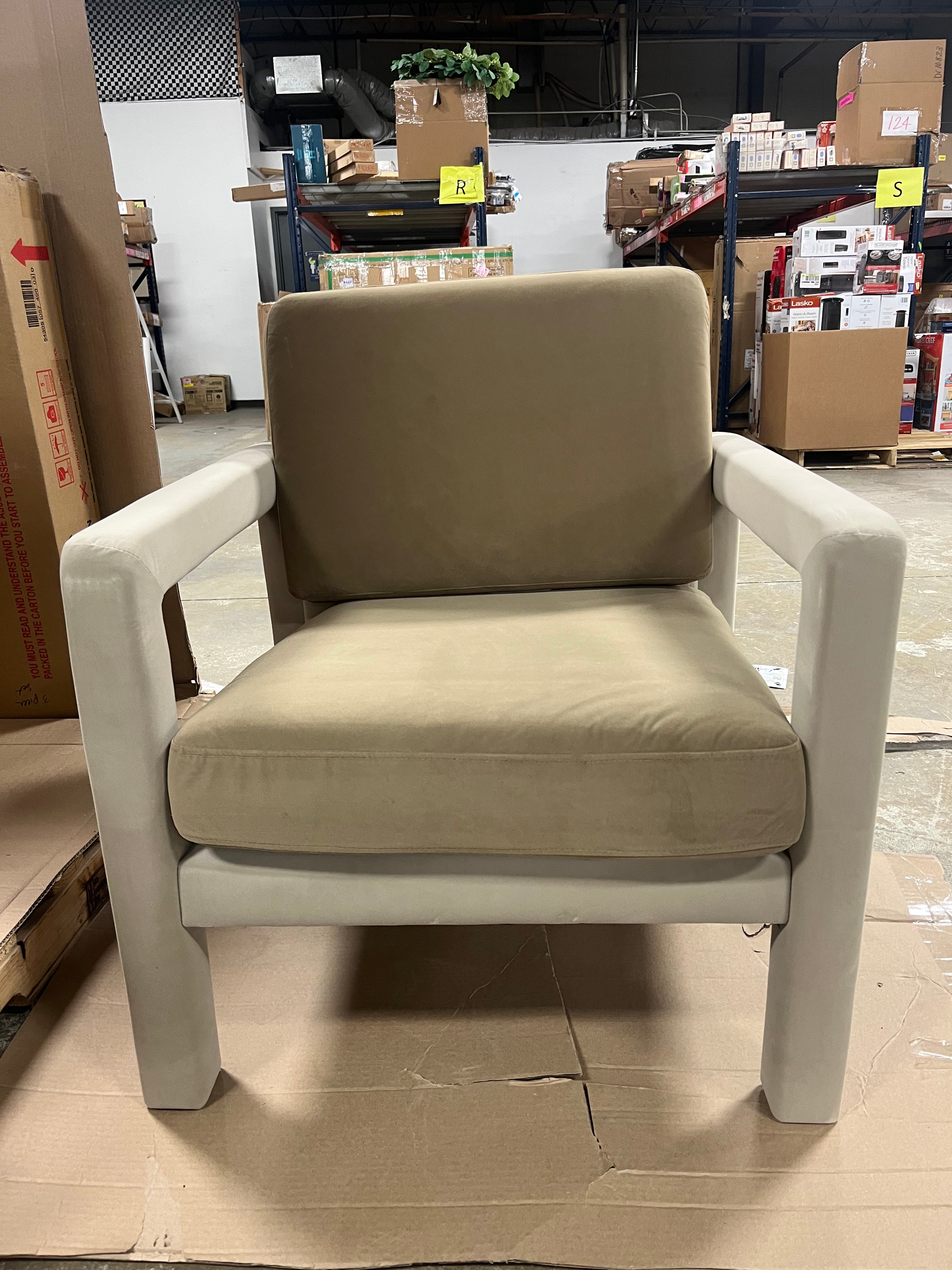 Upholstered Sculptural Accent Chair Brown