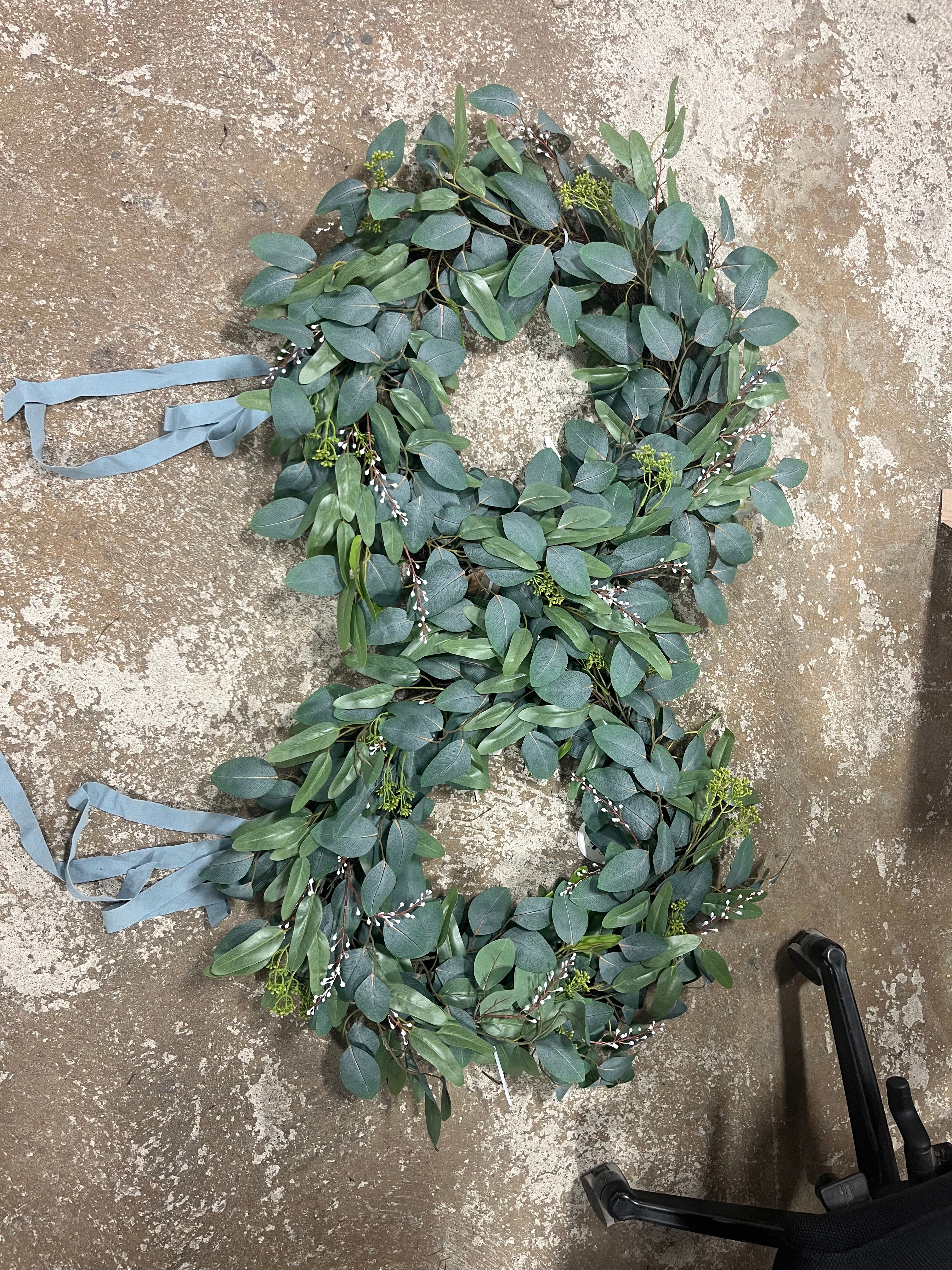 Eucalyptus Wreath with Ribbon Green - Set of 2