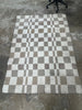 Checkered Woven Flatweave Area Rug White