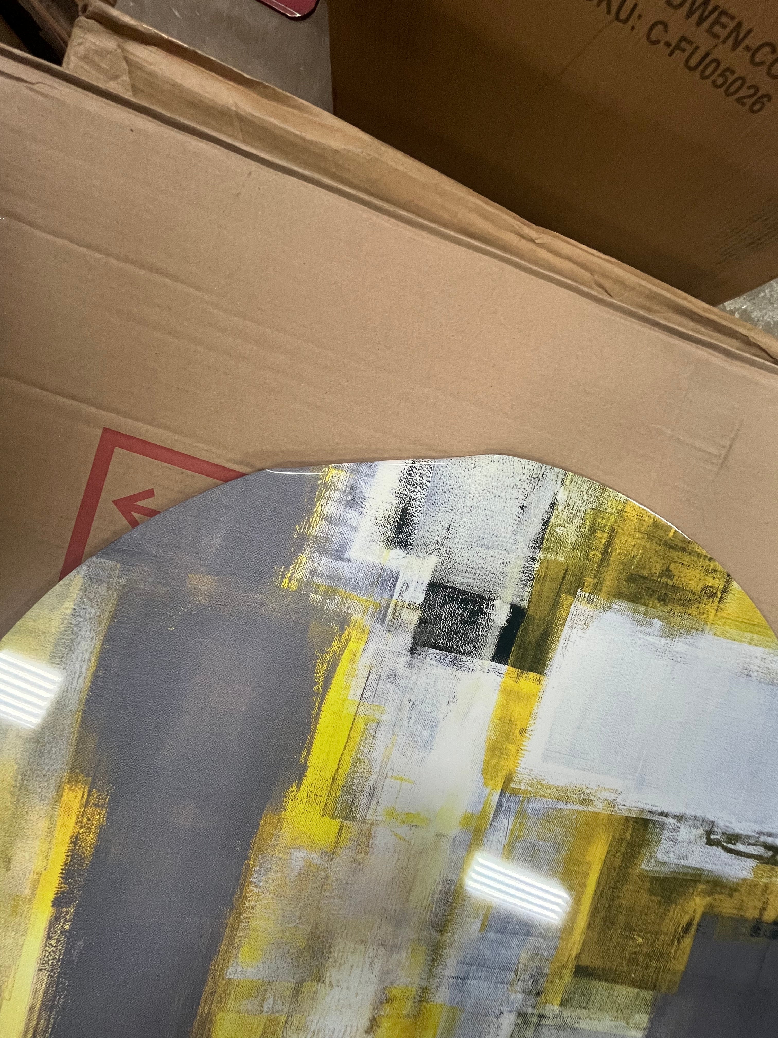 Abstract 'Gray and Yellow Blur Abstract' Painting