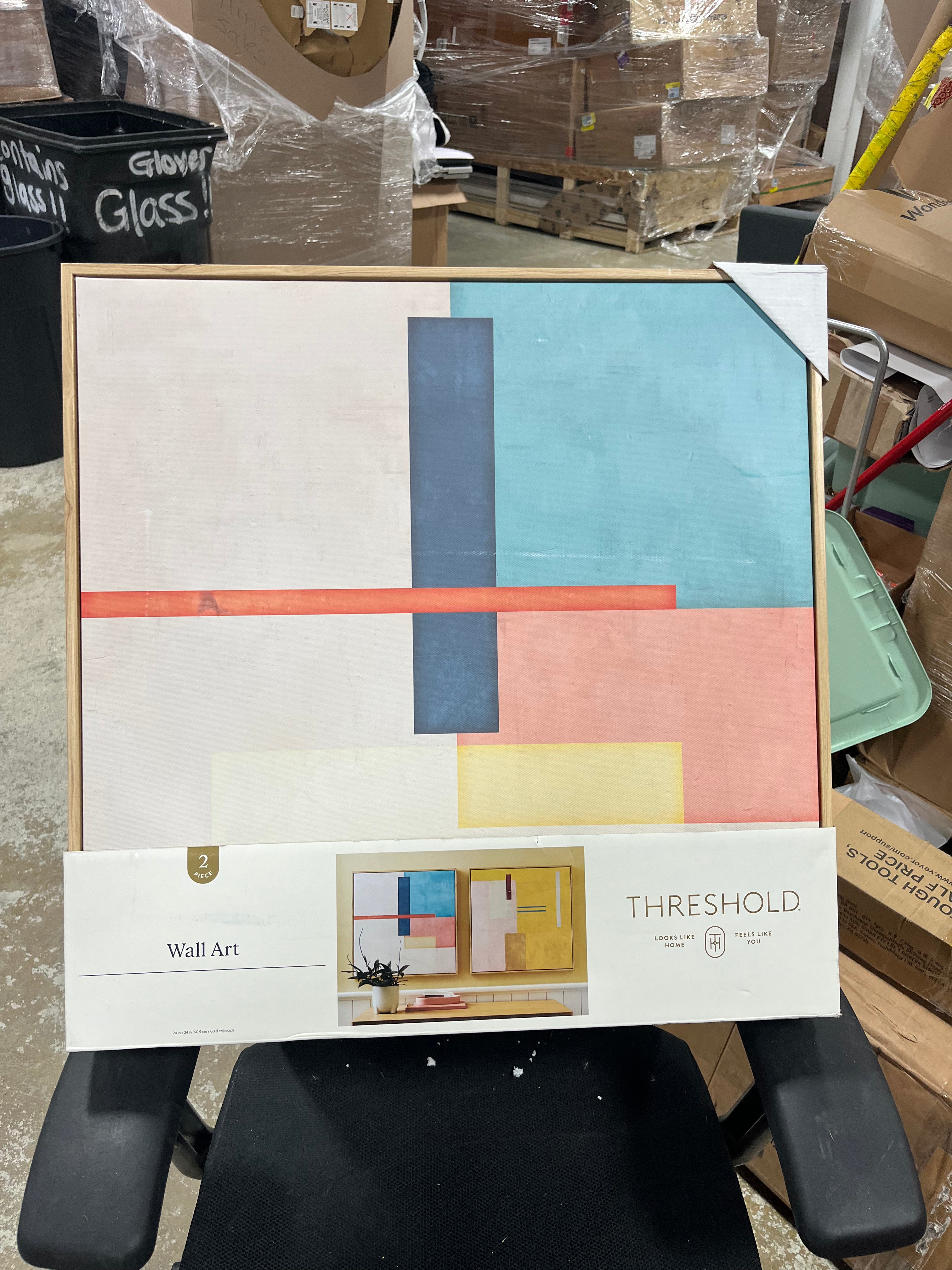 (Set of 2) Color Blocks Framed Wall Canvases