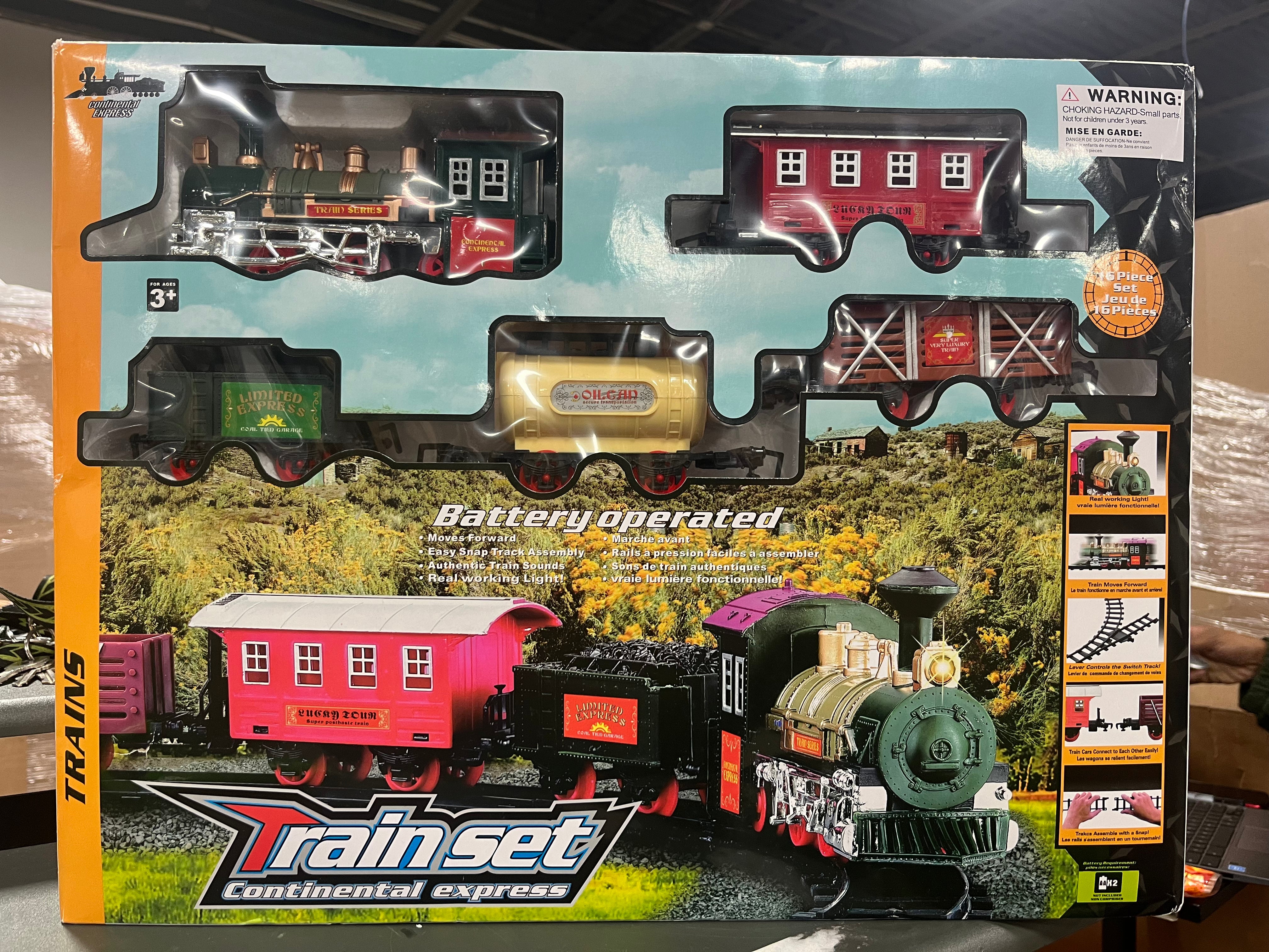 16-Piece Battery Operated Lighted and Animated Continental Express Train Set with Sound