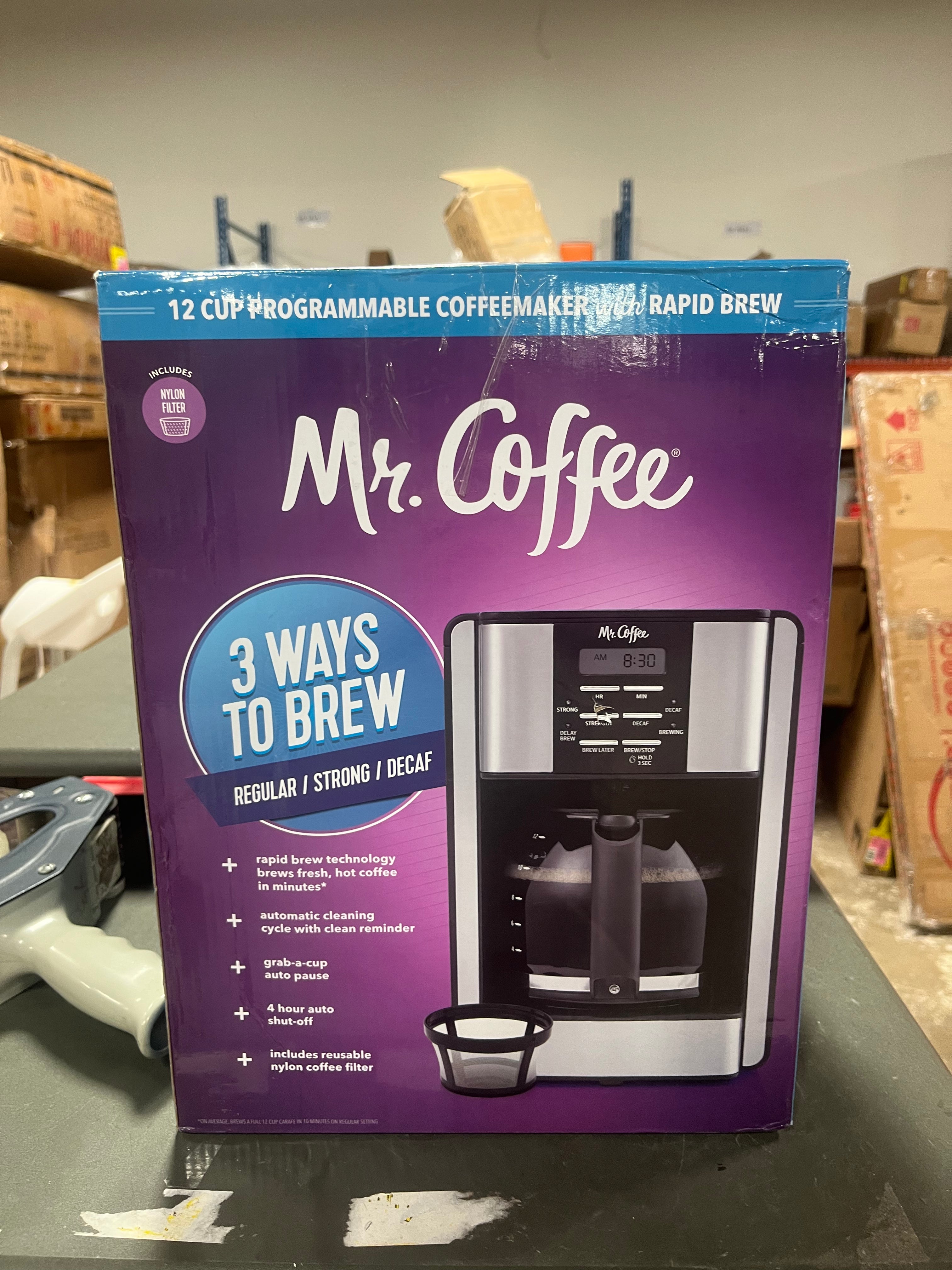 12-Cup Programable Coffee Maker Black/Stainless Steel: Drip, Automatic Shut-Off, Dishwasher-Safe Parts