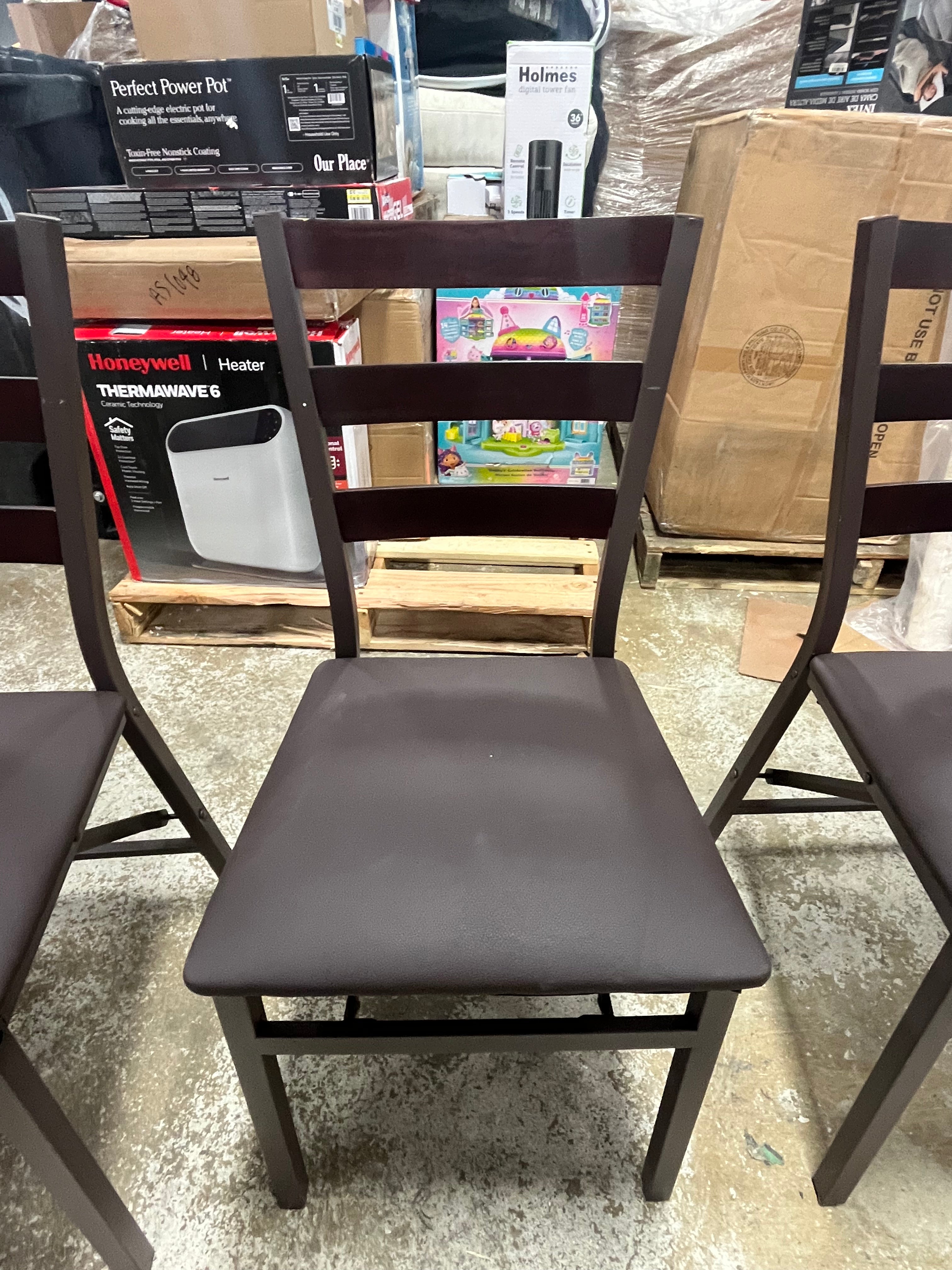 Wood Ladder Back Padded Folding Chair Brown Set of 4