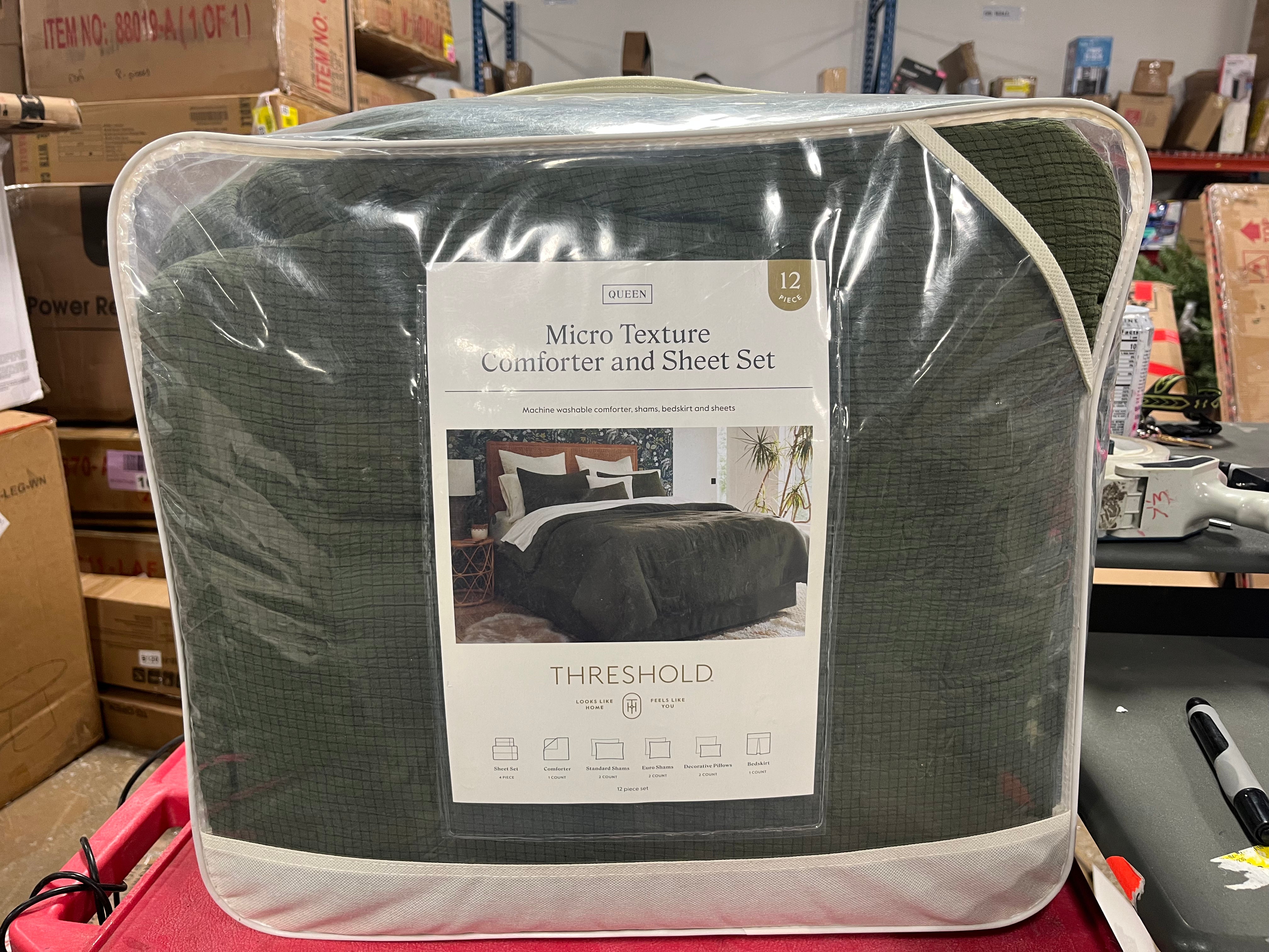 12pc Micro Texture Comforter & Sheet Bedding Set Queen