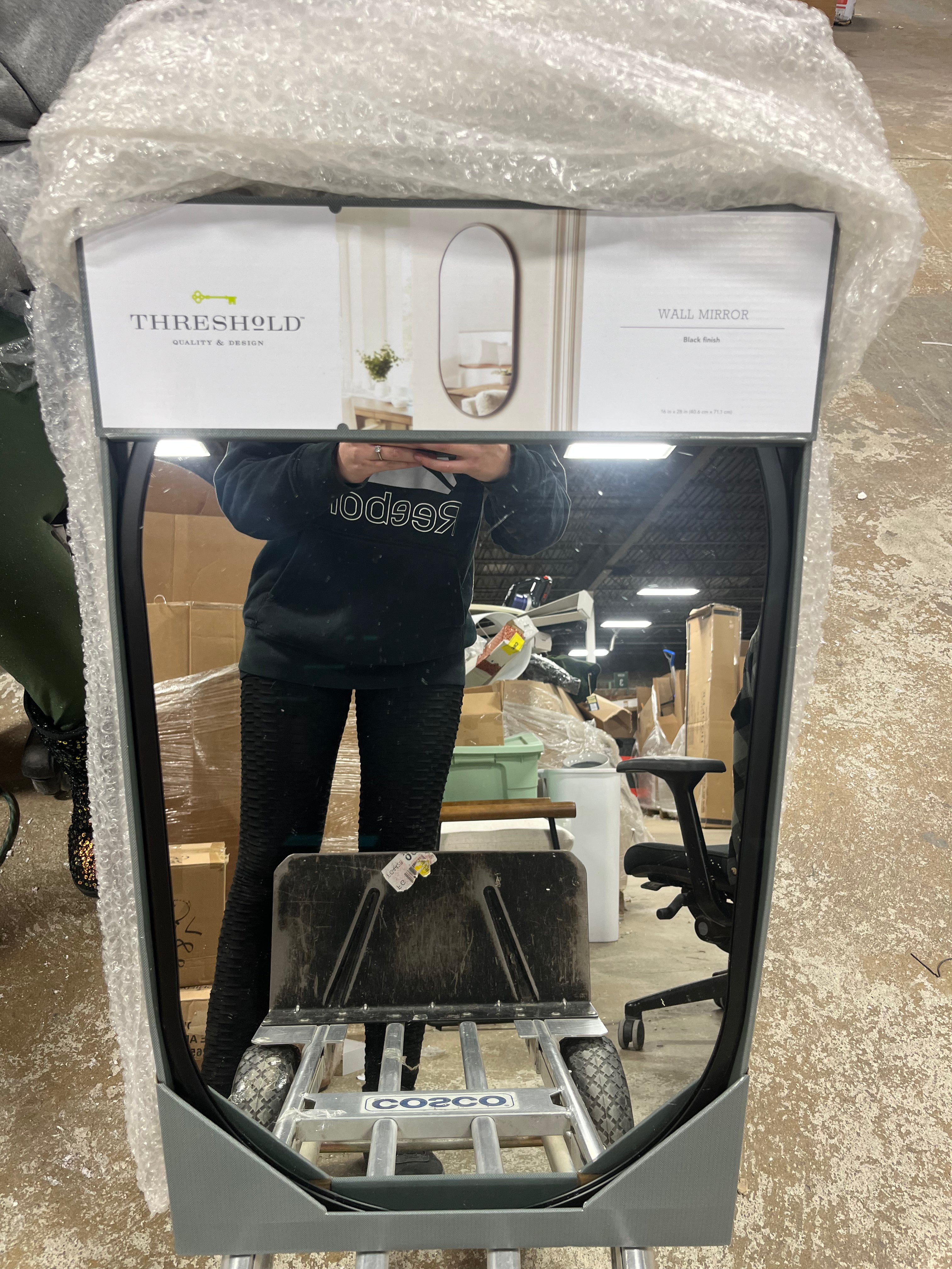 Metal Oval Pill Mirror Black